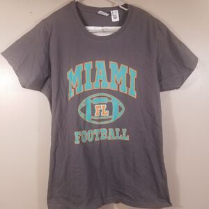 Miami Football T-Shirt Sports Team Womens XL Port & Company Gray